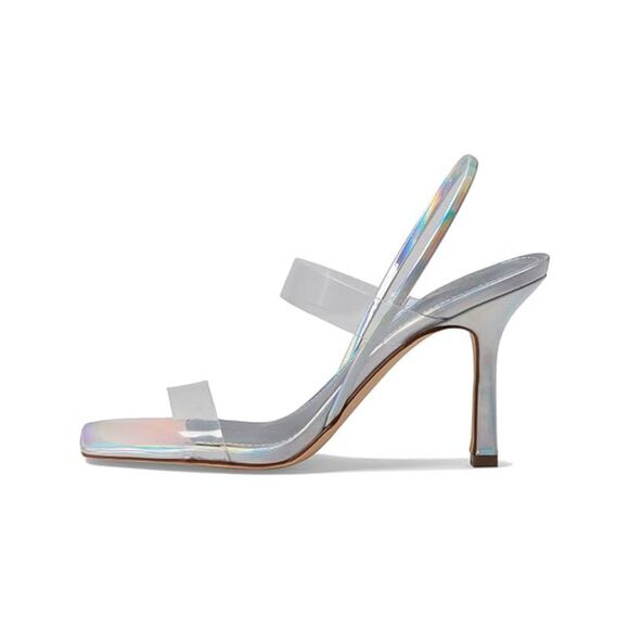 MARC FISHER Shoes - MARC FISHER Womens Silver Transparent Dekle Stiletto Slingback Sandal 6.5 M